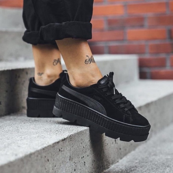 Puma by Rhianna Black Suede Creeper Platform